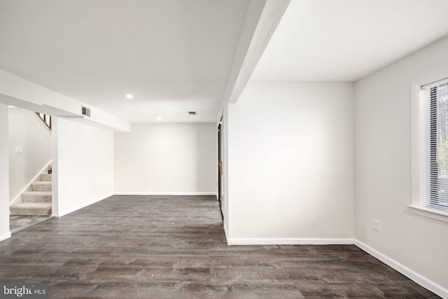 interior space with dark hardwood / wood-style floors