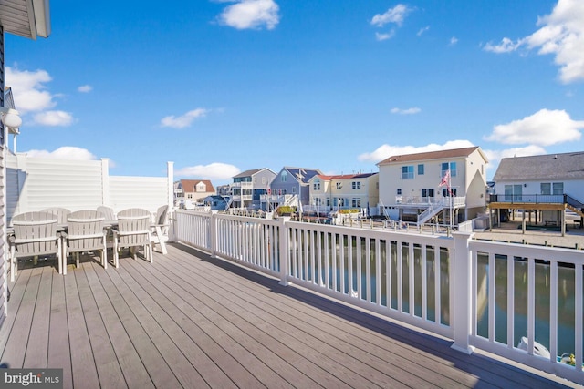 deck with a water view