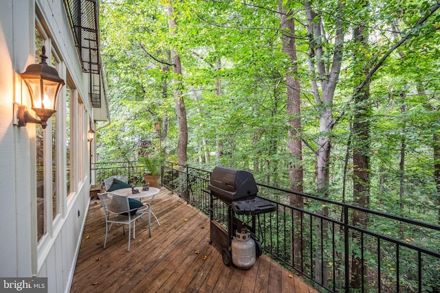 deck featuring grilling area