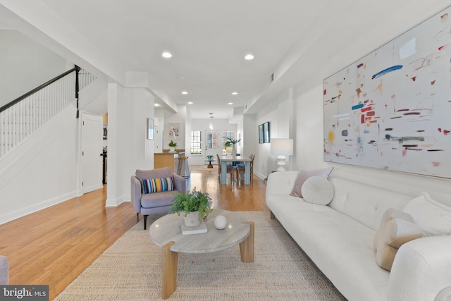 living room featuring light hardwood / wood-style flooring