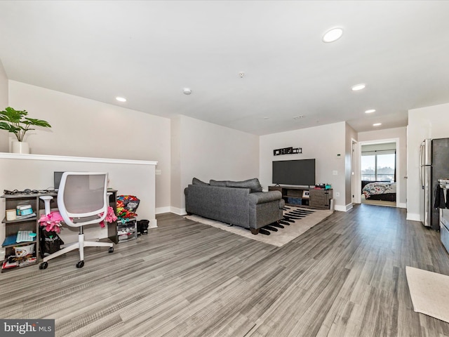 office space featuring light hardwood / wood-style floors