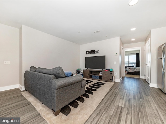 living room featuring wood-type flooring