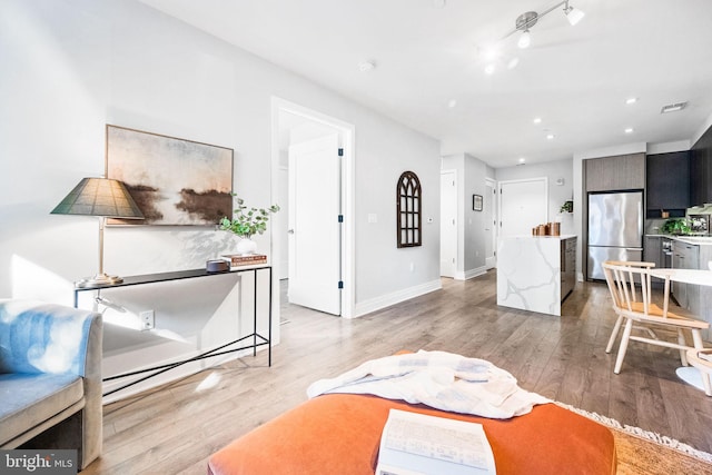 living room with light wood-type flooring