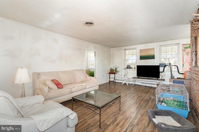 living room with wood-type flooring