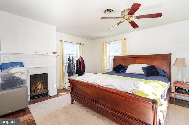 bedroom featuring ceiling fan