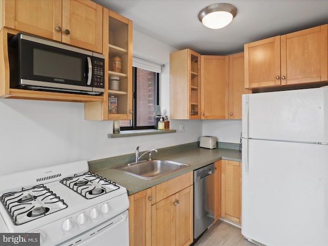 kitchen with sink, light hardwood / wood-style floors, and appliances with stainless steel finishes