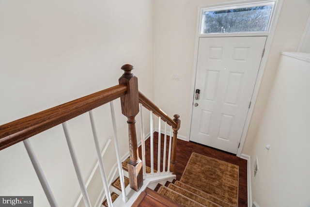 foyer entrance featuring dark hardwood / wood-style flooring