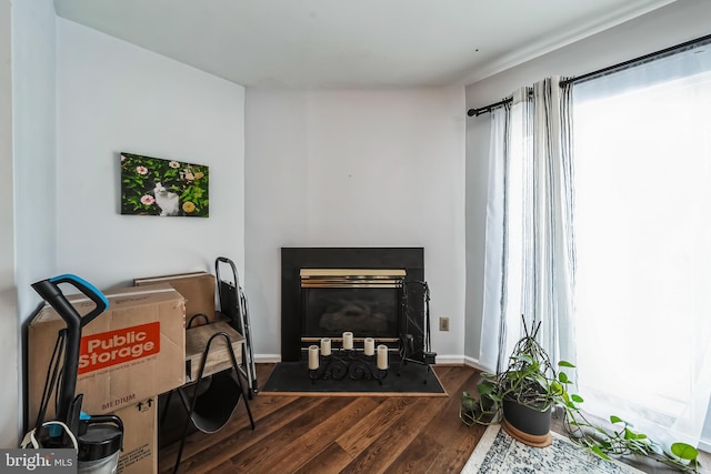 interior space with dark hardwood / wood-style flooring