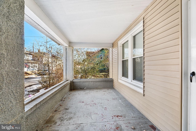 view of unfurnished sunroom