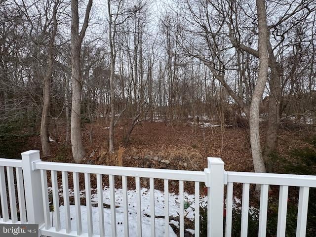 view of yard layered in snow