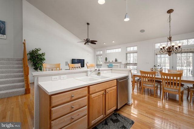 38015 E Chester Ln, Ocean View, DE 19970 - kitchen with a center island with sink, a healthy amount of sunlight, sink, and stainless steel dishwasher