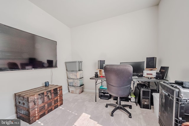 office space with light colored carpet