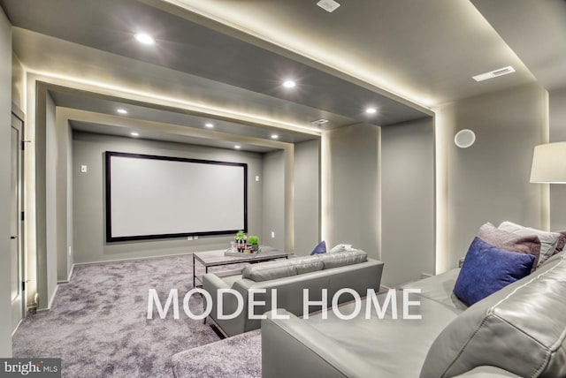 view of carpeted home theater