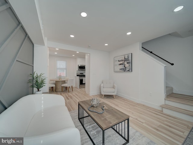 living room featuring light hardwood / wood-style flooring