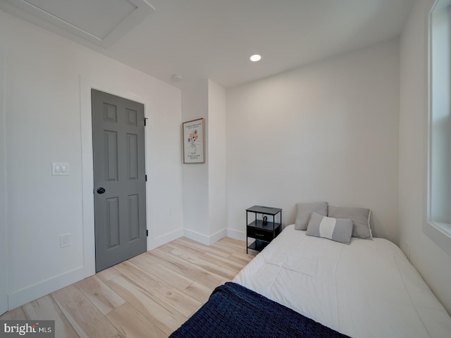 bedroom featuring light wood-type flooring