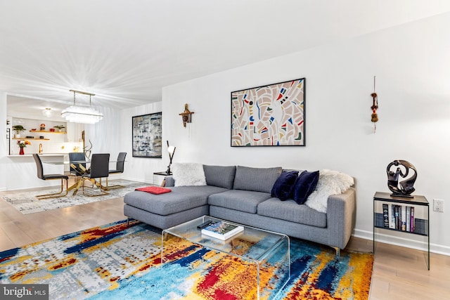 living room with hardwood / wood-style floors