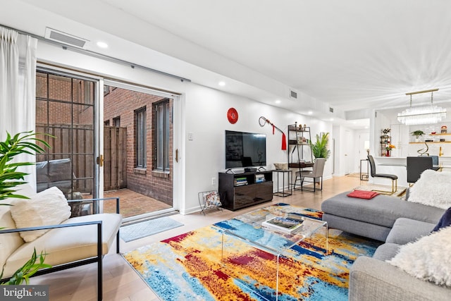 living room featuring light hardwood / wood-style floors