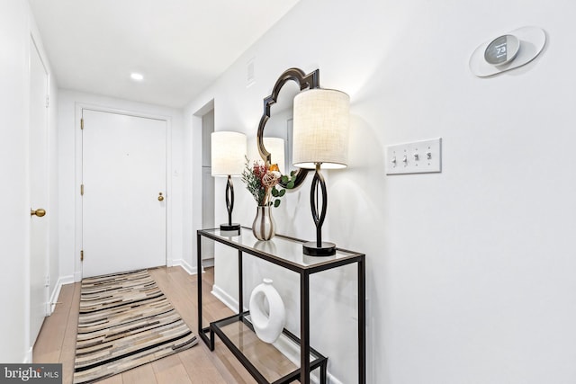 interior space with light hardwood / wood-style floors