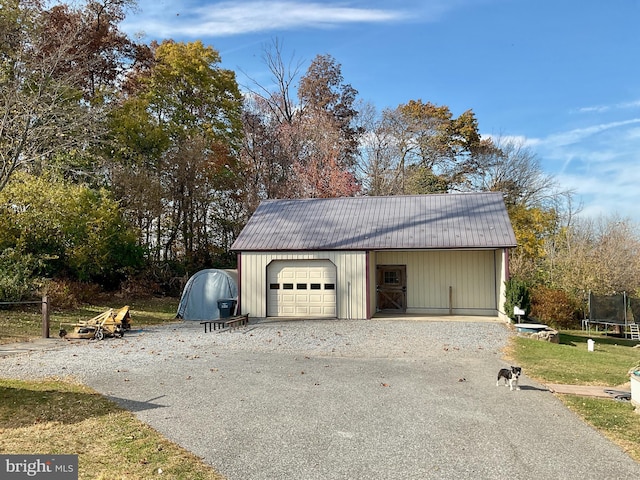 garage featuring a trampoline