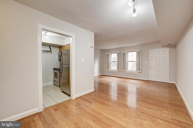 interior space with light hardwood / wood-style floors