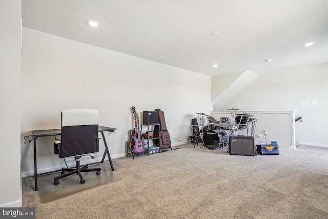 miscellaneous room with carpet flooring