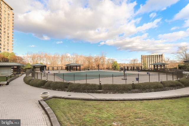 view of pool with a gazebo and a yard