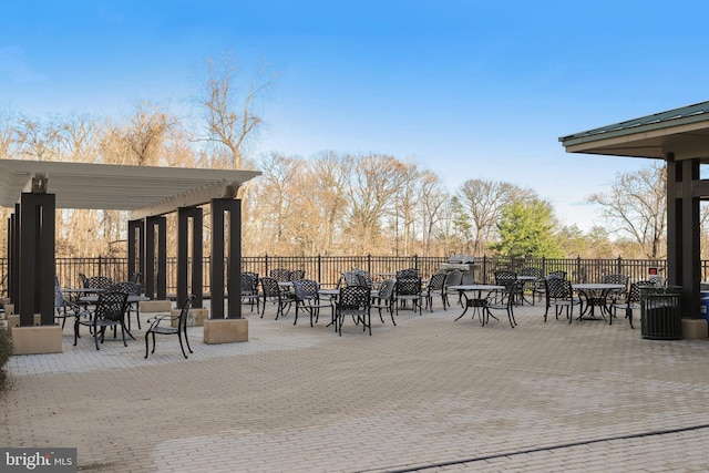 view of patio / terrace featuring a pergola