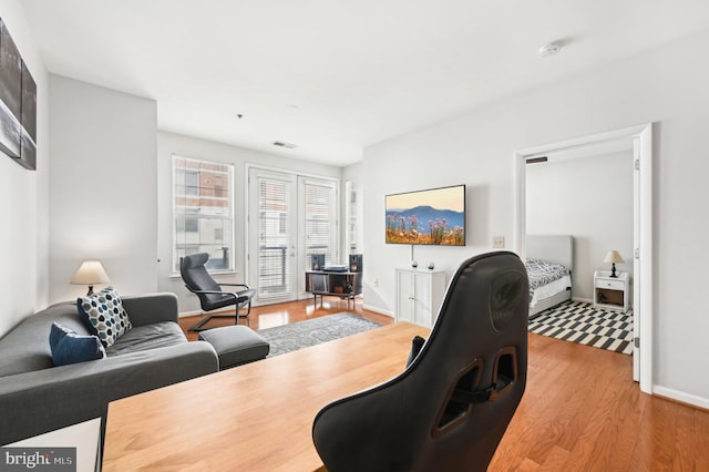 living room featuring light hardwood / wood-style floors