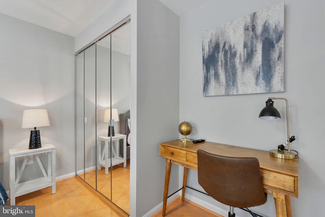 office area featuring light hardwood / wood-style floors