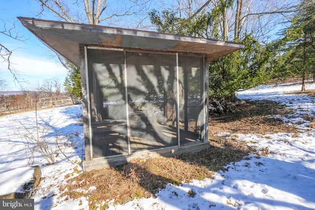 view of snow covered structure