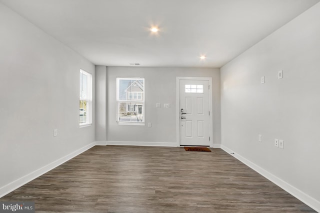 entrance foyer featuring dark hardwood / wood-style flooring