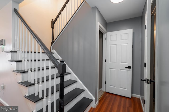 staircase featuring hardwood / wood-style floors