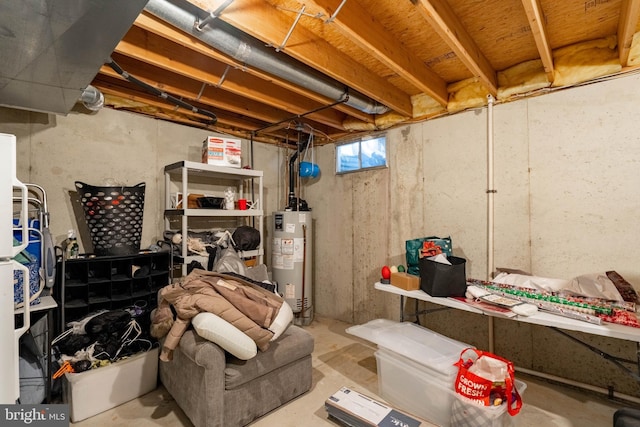 basement with gas water heater