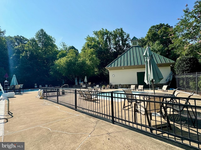 view of pool featuring a patio