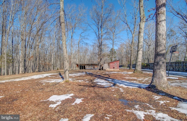 view of yard covered in snow