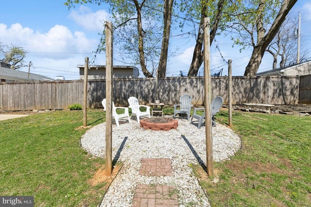 view of yard with a fenced backyard