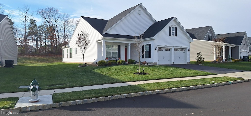 view of front of home featuring a garage and a front yard