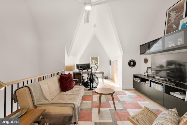 living room with vaulted ceiling