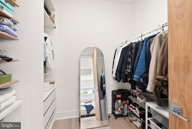 walk in closet featuring light hardwood / wood-style floors