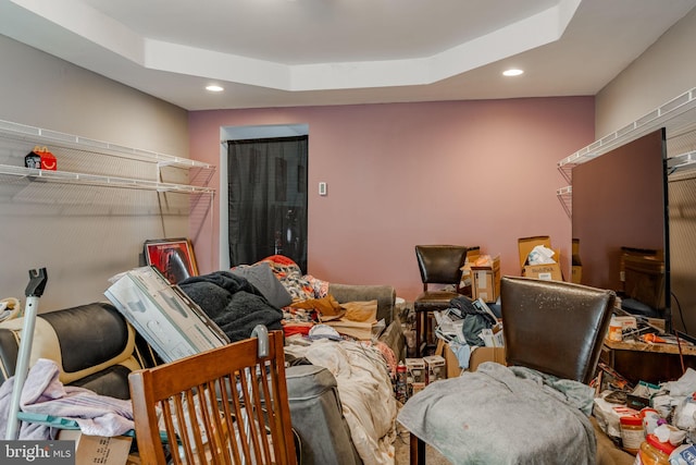 miscellaneous room featuring a tray ceiling