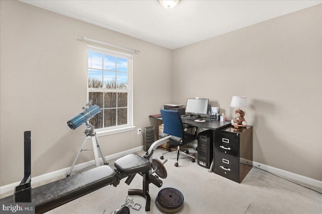 view of carpeted home office