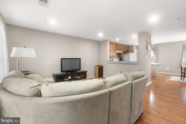 living room featuring light hardwood / wood-style floors