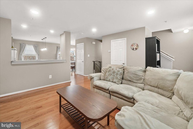 living room featuring light hardwood / wood-style flooring