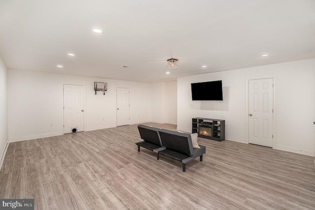 living room with light wood-type flooring