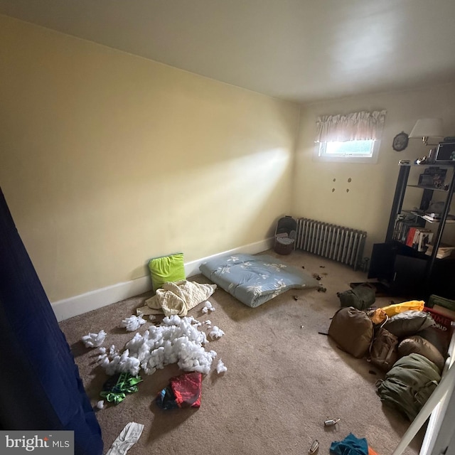 interior space featuring radiator and baseboards