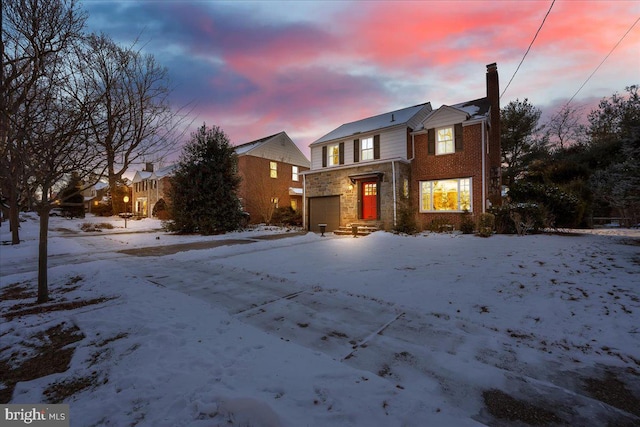 view of front of house with a garage