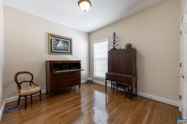 sitting room with wood-type flooring