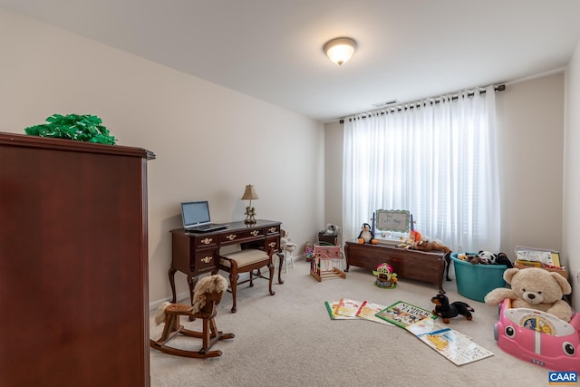 game room featuring carpet floors