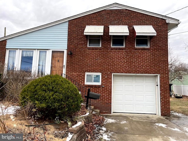 exterior space with a garage