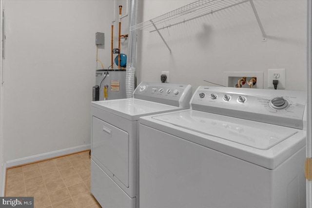 laundry room featuring washer and clothes dryer and water heater